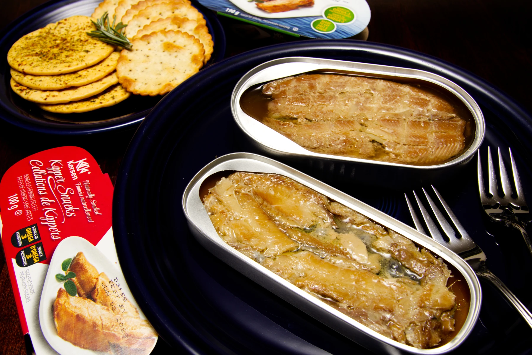 Opened tins of Kersen kippers