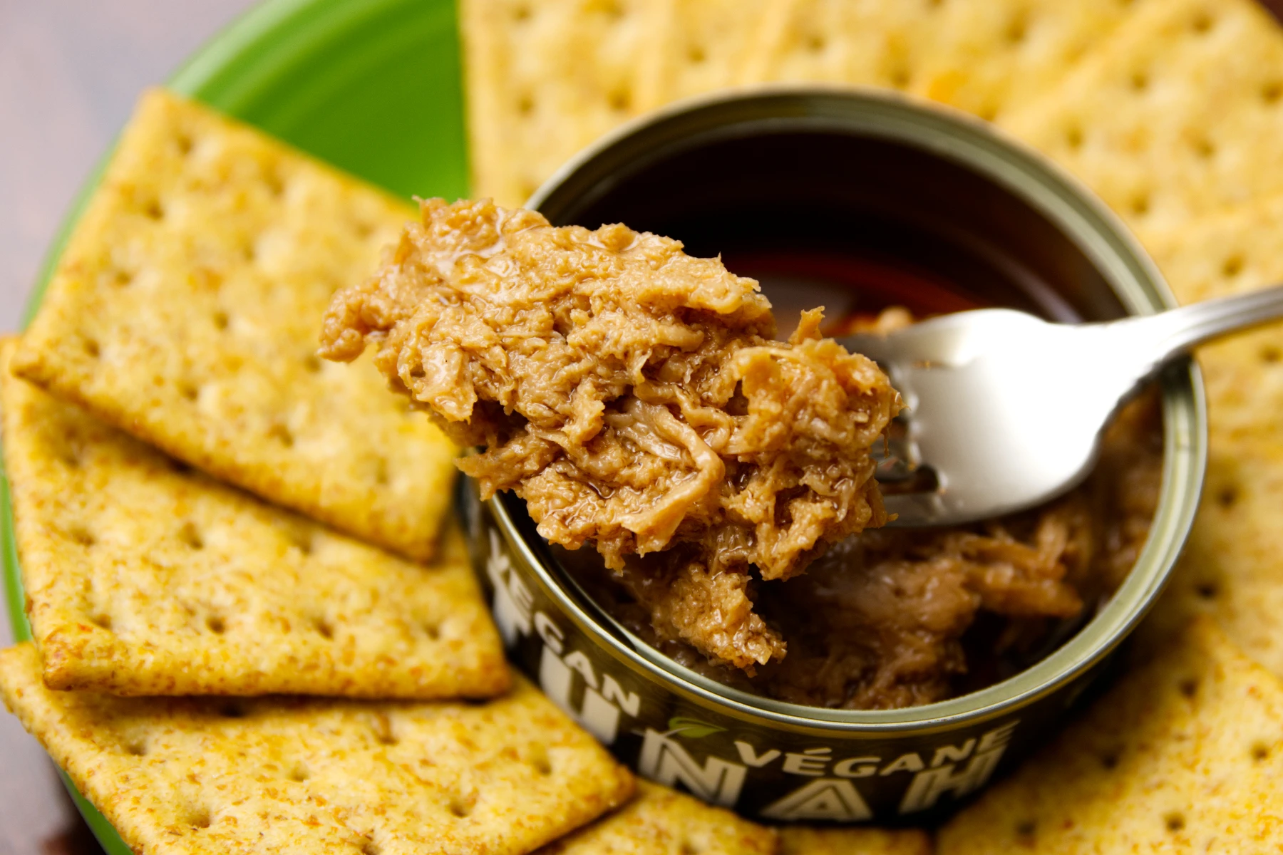 Piece of tunah on a fork.